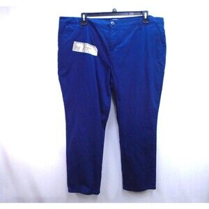 Liz Claiborne Women's Straight Pants Blue Plus Size 20W (46x27) Cotton Blend